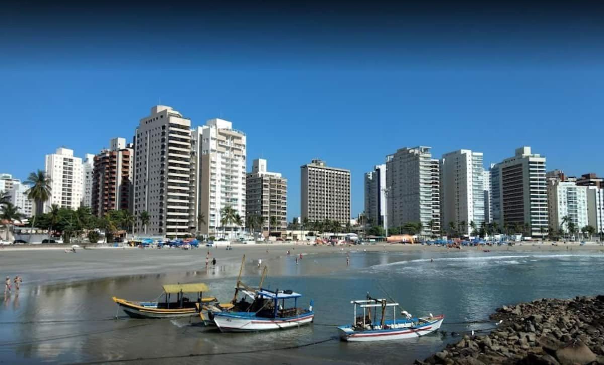 Apartamento Mirante Astúrias - varanda gourmet de frente para a praia da Astúrias no Guarujá Esterno foto